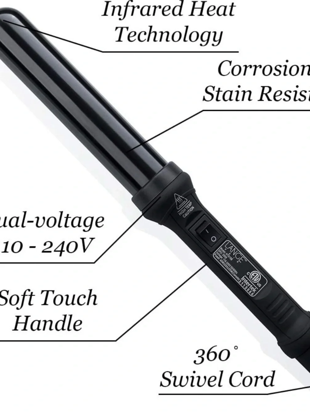 Lange Black Hair Curling Wand